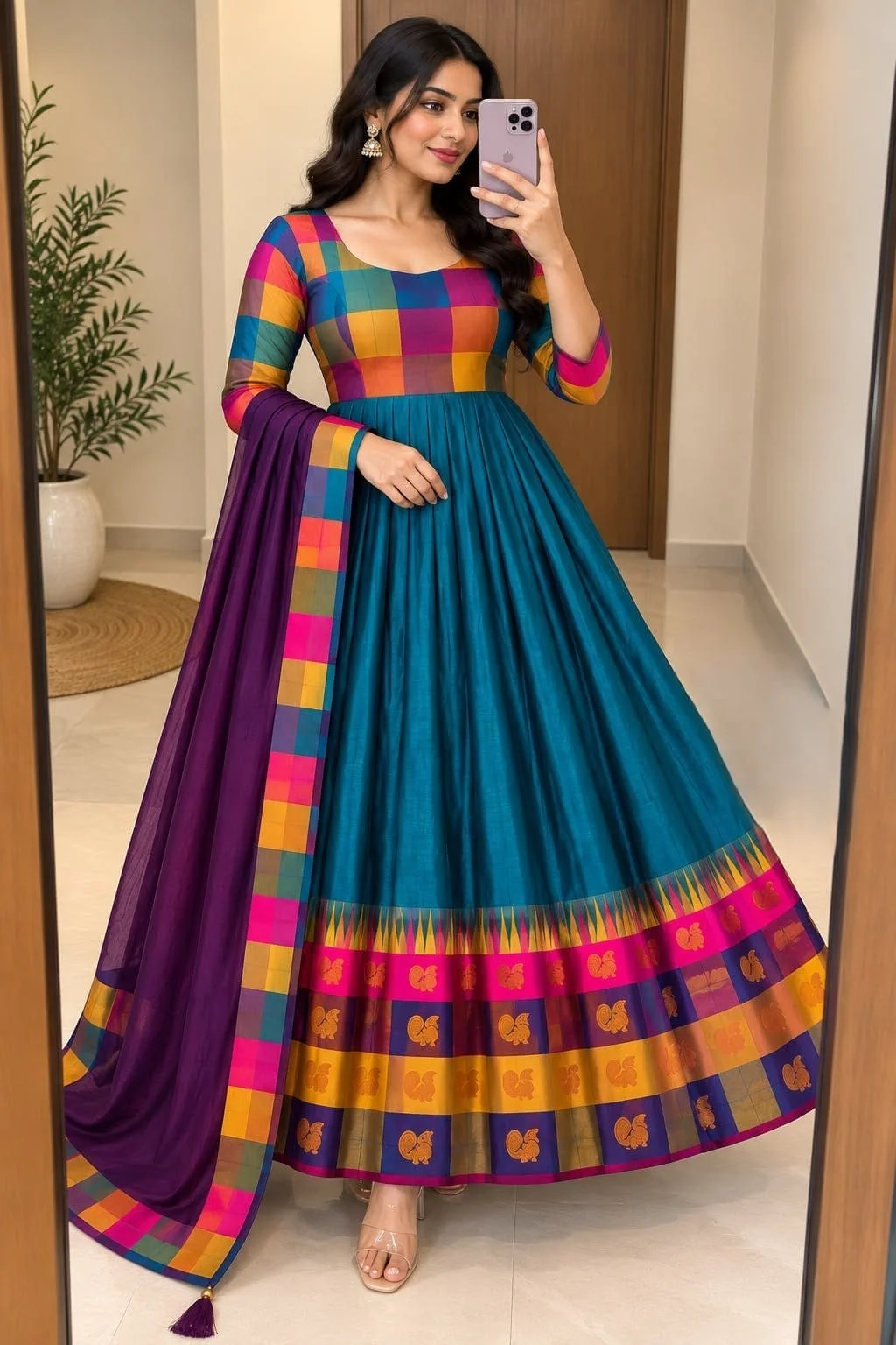Cotton Spun Silk Anarkali